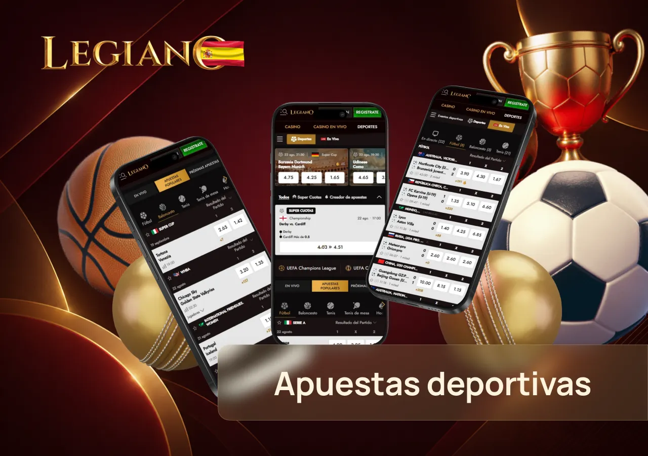 Legiano Casino permite realizar apuestas deportivas desde el móvil con cuotas y eventos en directo.