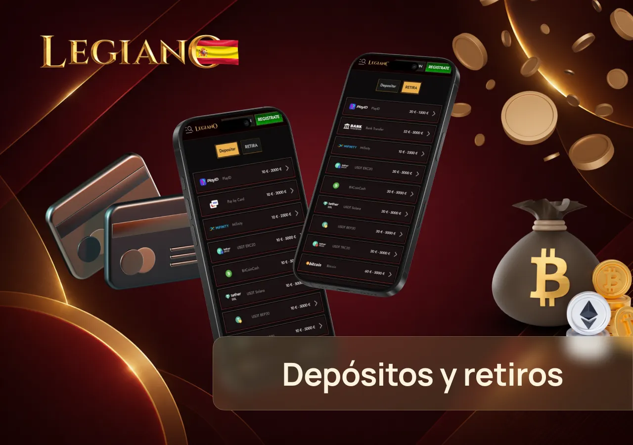 La plataforma ofrece depósitos y retiradas mediante tarjetas bancarias, métodos electrónicos, transferencias y criptomonedas.